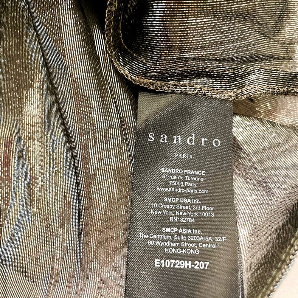 New! Sandro Women’s Lace-Trimmed Metallic Gold Silk Camisole Tank Top Small - Picture 12 of 14